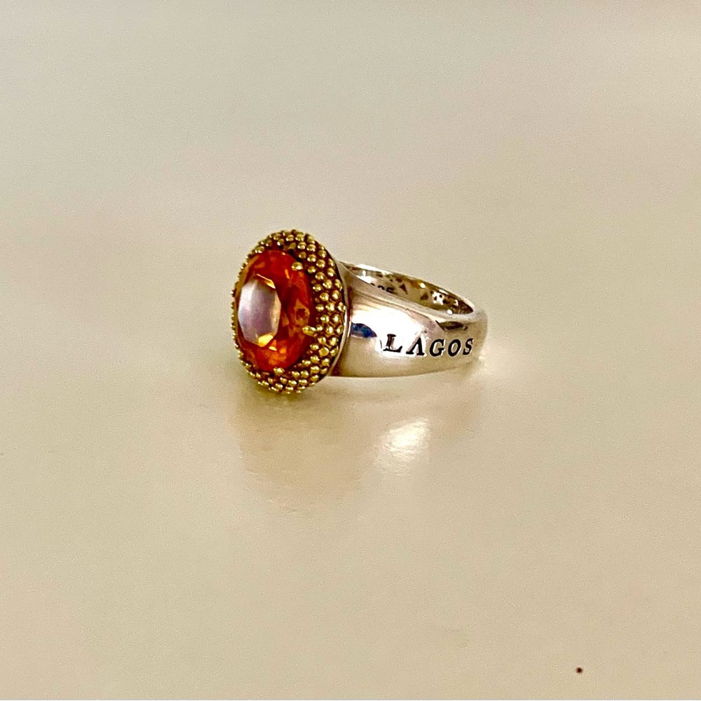 LAGOS Passion Collection Sterling Silver Citrine Ring with 18k Gold Accent S 7